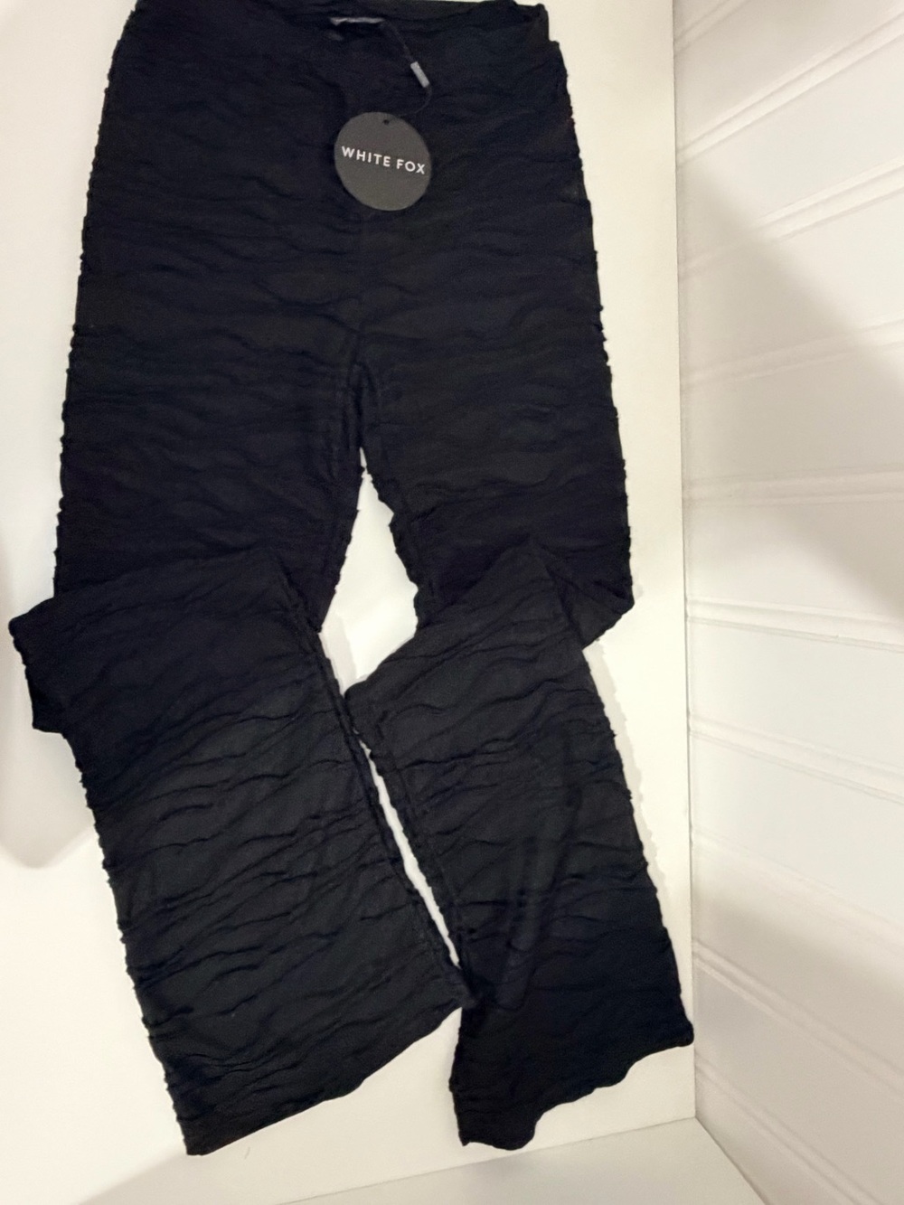 White Fox SHEER Black Textured Leggings